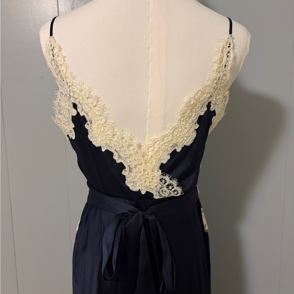 NEW Doen Obelia Navy Silk Lace Trim Dress Bias Cut Midi Romantic Luxury Small - Picture 11 of 16